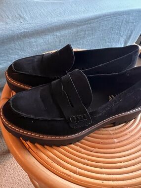 Jellypop Paris Black Faux Suede Lug Sole Loafers